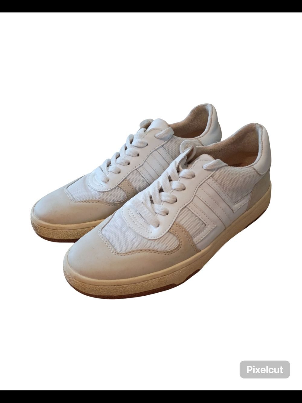 Mi.iM Women's White and Tan Low-Profile Sneakers Women's Size 7.5